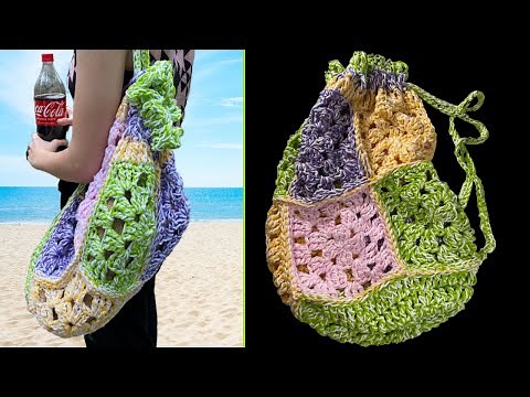 Amazing Crochet Granny Square Beach Bag! How to tutorial