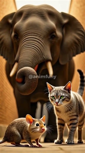 Tiny Cat Saves Elephant From Mischievous Mouse! 😱🐘🐱🐭 #elephant #animals #funny