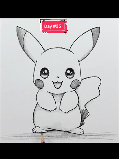 Becoming a professional artist day #25 || Easy pencil drawings, Step by step drawing tutorial for beginners, How to draw Pikachu . . . . . . . . . . . . #begginerssketch #drawingtutorial#drawing #drawing#art #drawingtutorial