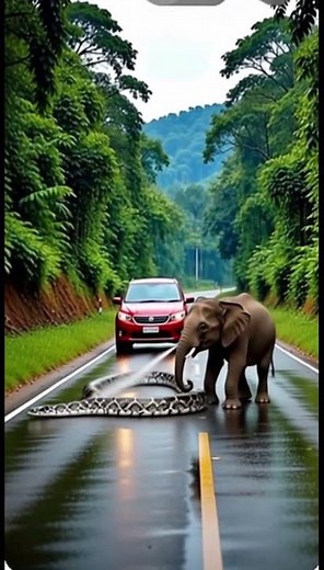 Baby Elephant Attacked by Python Until Driver Steps In to Save It