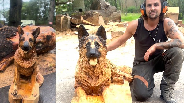 Carving a Heartfelt Dog Statue in Memory of a Beloved Pet