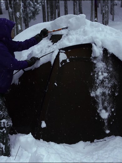 Snowstorm Solo Camping | Hot Tent Hidden by Snow | Part 2