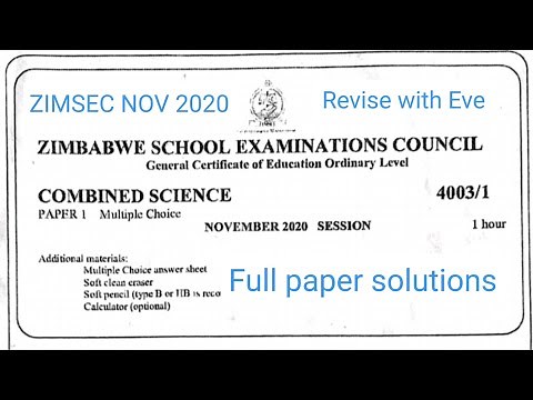 Zimsec November 2020, Combined Science Paper 1, video explanations for the full paper