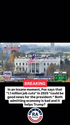 45K views · 2.1K reactions | BREAKING: In an insane moment, Fox says that “1.1 million job cuts” in 2025 “could be good news for the president.” Both admitting economy is bad and it helps Trump? Follow @reallyamericanmedia for more | Really American | Facebook