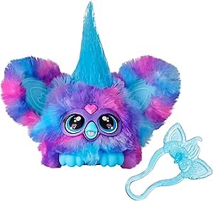 Furby Furblets Luv-Lee Mini Friend, 45+ Sounds, K-Pop Music & Furbish Phrases, Electronic Plush Toys for Girls & Boys, Purple & Blue, Back to School Gifts, Ages 6+