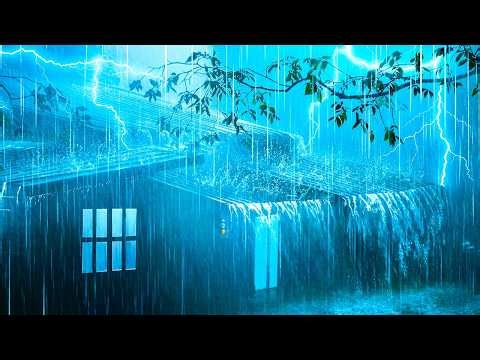 Fall into Deep Sleep with Intense Rain, Insect Sounds & Thunder in a Farmhouse in the Forest