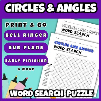 Circles Angles Vocabulary Word Search Activities Middle School Math Learning