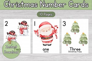 Christmas Number Cards 1-10: PDF - Etsy Canada