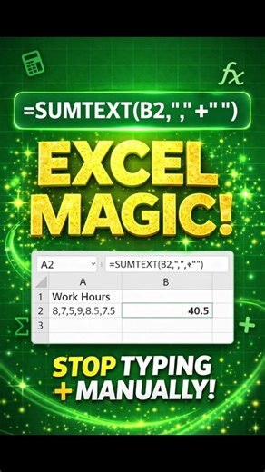 Excel Secret Hack: SUMTEXT() | Sum & Multiply Comma-Separated Numbers Tamil English #excelhack