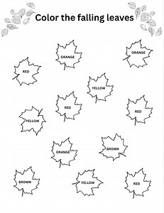 Color the Leaves Worksheet - Etsy Canada