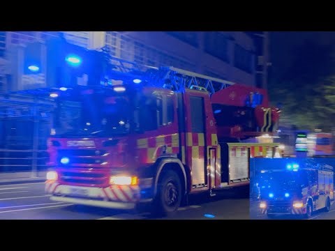 Heavy Rescue Pump & Turntable Ladder Responding to High-Rise AFA - South Yorkshire Fire & Rescue