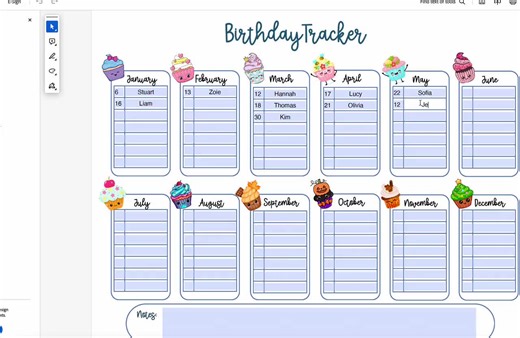 Printable Birthday Calendar, Editable Birthday Tracker, Kawaii Birthday Planner, Birthday List, Birthday Reminder, Birthday Organizer - Etsy