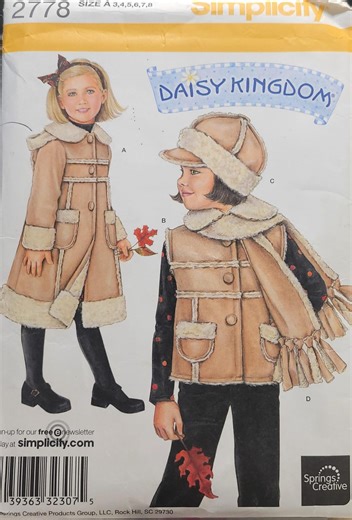 Vintage Child Winter Coat Pattern – Simplicity 2778 Daisy Kingdom, Size 3–8 UNCUT - Etsy