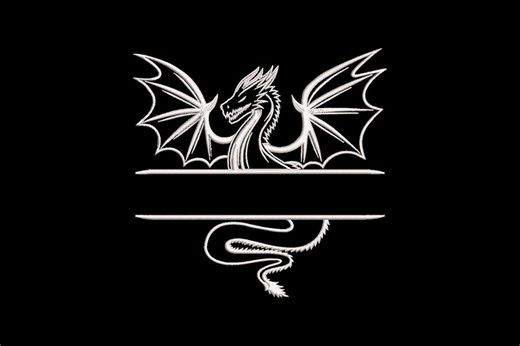 Dragon Split Monogram Machine Embroidery Design, Personalized Name Frame, Instant Download - Etsy