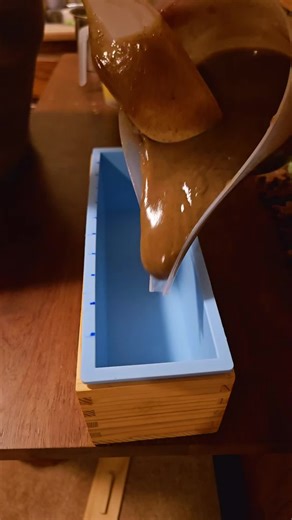 I know it's seems early to be making Christmas Soap... but if you know anything about cold process soap you know it takes a month to cure.. so I'm actually behind 😅 and I still have one more to make. #christmas #coldprocesssoap #gingerbread #smallbusiness #fyp