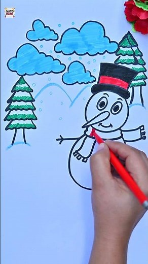 How to Draw a Snowman ❄️| Easy & Fun Tutorial #drawing #howtodraw #art