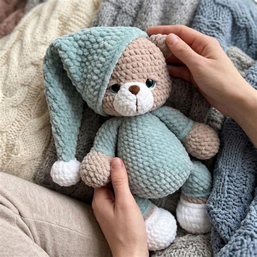 Sleepy Bear Crochet Pattern PDF | Amigurumi Teddy Toy, Beginner Plush Design (instant Download) - Etsy