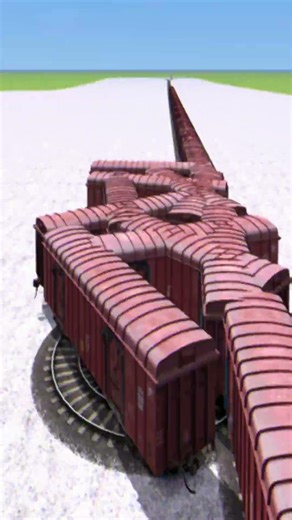 Massive Crazy Train Crossing On Forked Railroad 💥🤯🔥 BeamNG.Drive – Train simulator #shorts
