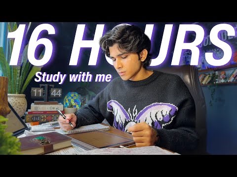 16 HOURS LIVE🛑 Study With Me📚 | Cozy Ambience🌧️ | 90/10 Pomodoro⏳| Deep Work Mode🔐