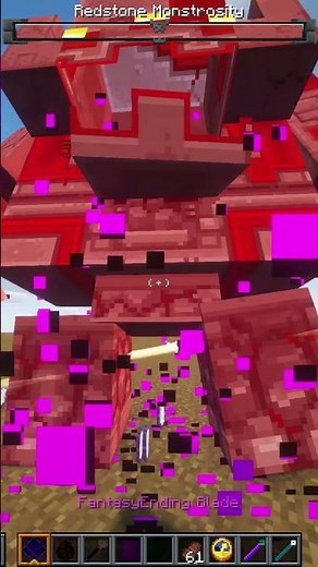 REDSTONE MONSTROSITY VS FANTASY BLADE#minecraft #minecraftmods #mobbattle #redstone #gaming
