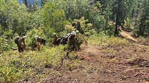 On the Ridge Creek Fire, we often talk about dozer line construction and improvement. But what does that mean? In this video, we used heavy equipment to create a path through the forest down to the bare dirt. California’s Mad River Hotshots then work along this line, removing vegetation from the edges. These firelines stop the wildfire by depriving it of fuels, or flammable vegetation. Dozer lines can also be used as a barrier if we apply fire as a containment tool. It is hot, hard, dirty work t