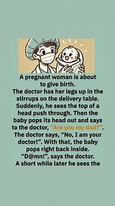 JOKE OF THE DAY: A pregnant woman is about to give birth. The doctor has her legs up in the stirrups on the delivery table. Suddenly, he sees the top of a head push through. Then the baby pops its head out and says to the doctor, “Are you my dad?”. The doctor says, “No, I am your doctor!”. With that, the baby pops right back inside. “D@mn!”, says the doctor. A short while later he sees the 😍 Full JOKE 👇: | The Daily Beat