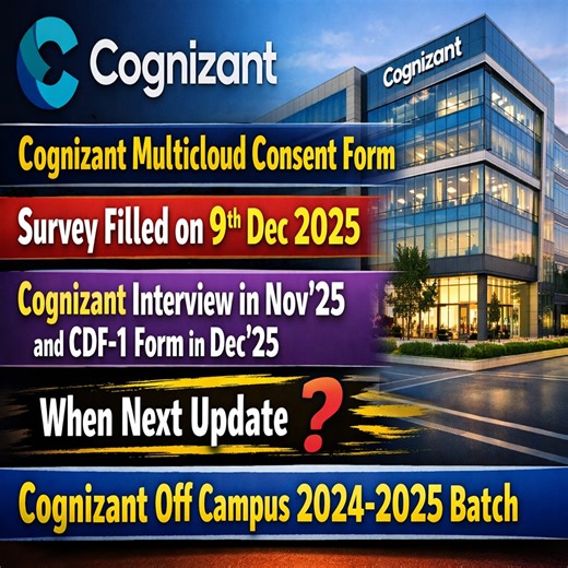 Pappu Career Guide on Instagram: "Cognizant Multicloud Consent Form Update 2025 | Survey Filled 9 Dec | CDF-1 After Interview | Next Update? | Off Campus 2024-25 Hello Friends 👋 In this video, we are discussing the latest update regarding Cognizant Multicloud Consent Form, Survey filled on 9th December 2025, and CDF-1 form after November 2025 Interview. Many candidates from Cognizant Off Campus 2024-2025 Batch are waiting for the next update. In this video, we will cover: ✔️ Cognizant Multiclou