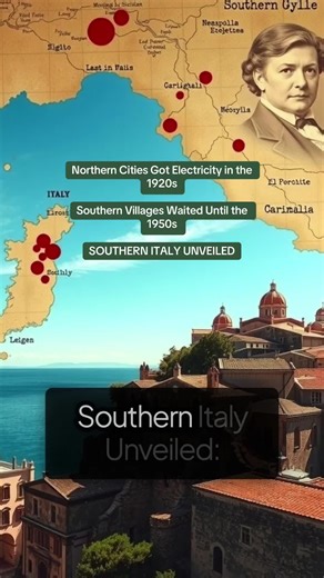 Early 1900s electricity transformed industry and life. Italy prioritized Northern industrial zones, Milan, Turin, Genoa got comprehensive coverage by the 1920s. Southern cities got partial electrification. Southern villages didn’t get power until 1950s or later, decades after Northern equivalents. This wasn’t technical difficulty. Southern terrain wasn’t harder to wire. It was economic calculation. Northern factories and wealthy areas justified investment through consumption and payment capacity