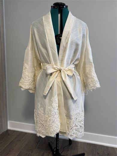 Custom Bridal Satin Robe / Repurposed entirely from your wedding dress / Personalized Robe with Lace made from Your Wedding Dress