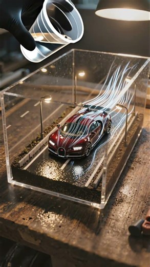 Froze a $3.5M Bugatti Chiron on a Rainy Night Autobahn in Solid Glass! 🤯🌙