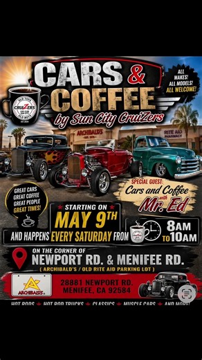 CARSHOWS THIS WEEK 5 6 #riverside #menifee #morenovalley #perris #carsandcoffee