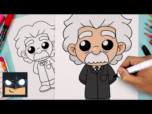 How to Draw Albert Einstein | Step by Step Art Lesson for Beginners - Videos For Kids