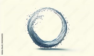 circular water splash, captured mid-air, showing the graceful curve of the liquid. Slow motion rotation against a light gradient background Stock Video
