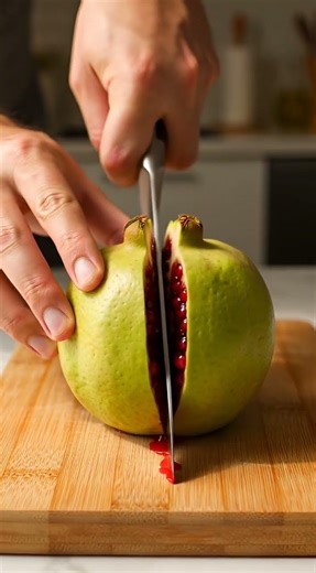 Green Pomegranate Cutting ASMR | Super Satisfying Fruit Slice 🔪🍏#shorts