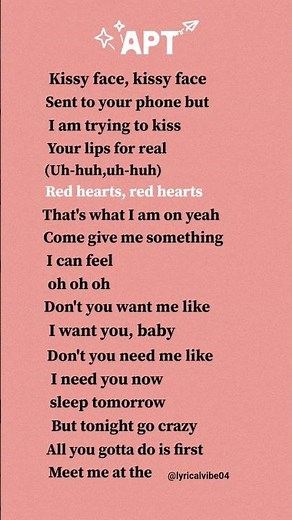 APT, - ROSÉ & Bruno Mars | Lyrics video #brunomars #apt #rosé_bruno_apt #lyrics #lyricsvideo