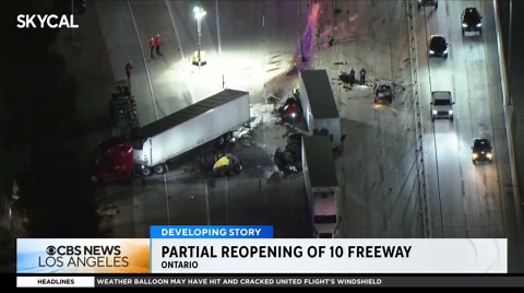 10 Freeway partially reopened after deadly crash in Ontario