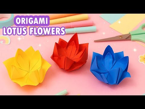 Origami Lotus Flowers How to make a paper easy flowers