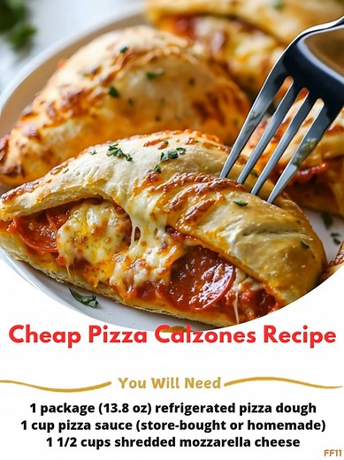 Cheap  Pizza Calzones Recipe Ingredients: 1 package (13.8 oz) refrigerated pizza dough (or homemade if preferred) 1 cup pizza sauce (store-bought or homemade) 1 1/2 cups shredded mozzarella cheese 1/2 cup sliced pepperoni (or any other pizza toppings like vegetables, sausage, etc.) ..... Full Recipe in Coʍmеոτ   | Cookery Secrets | Facebook