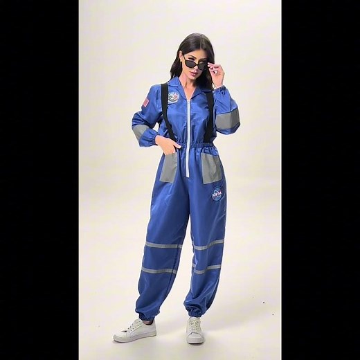 5620 Astronaut Spacesuit Adult Female Blue Astronaut Performance Stage Costume
