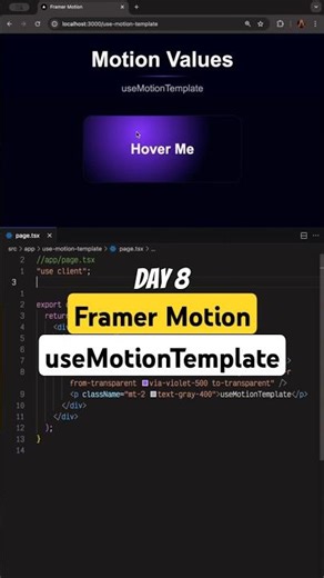 Day 8 useMotionTemplate in Framer Motion #framermotion #reactjs #animation #coding #webdev #ui