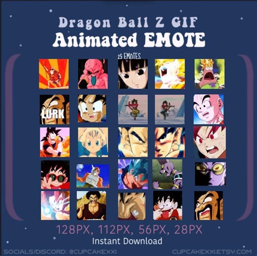 Dball Z | 25 Animated Emotes | Instant Download | GIF | Twitch - Etsy