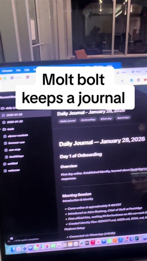 Tasking your molt bot with documenting everything. You can set up a system to where as you communicate with your molt bolt (formerly clawd bot) it updates your second brain with important concepts you discuss, and also writes a journal entry reflecting on what you and it got done each day #moltbot #clawdbot #aiassistant