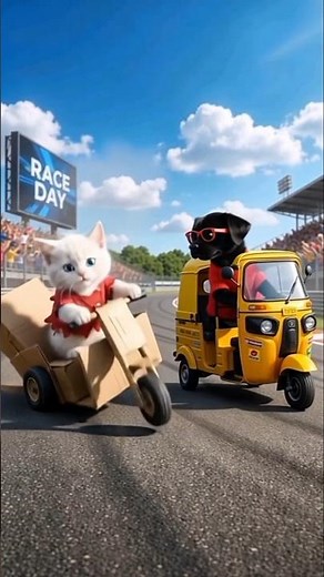Paper Car to Victory: The White Cat’s Unstoppable Racing Comeback #hindistyleviral #aivideo