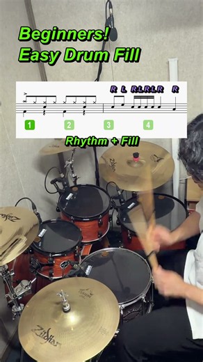 Easy Drum Fill 🥁 for Beginner 😎#35