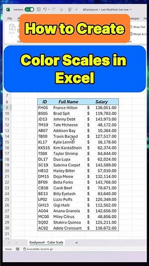 How to Create Color Scales in Excel using conditional formatting! ✨ #excel #accounting #spreadsheet