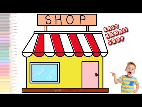 How to draw Shop Drawing Easy | Easy Shop Drawing for Kids Step by Step