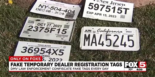 Fake temporary dealer registration tags