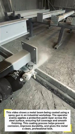 Steel Beam Spray Coating Process | Smooth Industrial Finish #coating #metal #factory