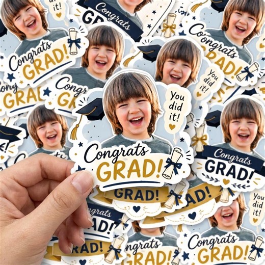100 Pc Custom Graduation Photo Stickers | Personalized Grad Party Favor | Graduation Celebration Gift Labels - Etsy