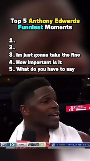 Top 5 Anthony Edwards Funniest Moments 🤣#nba #sports #anthonyedwards #timberwolves #fyp